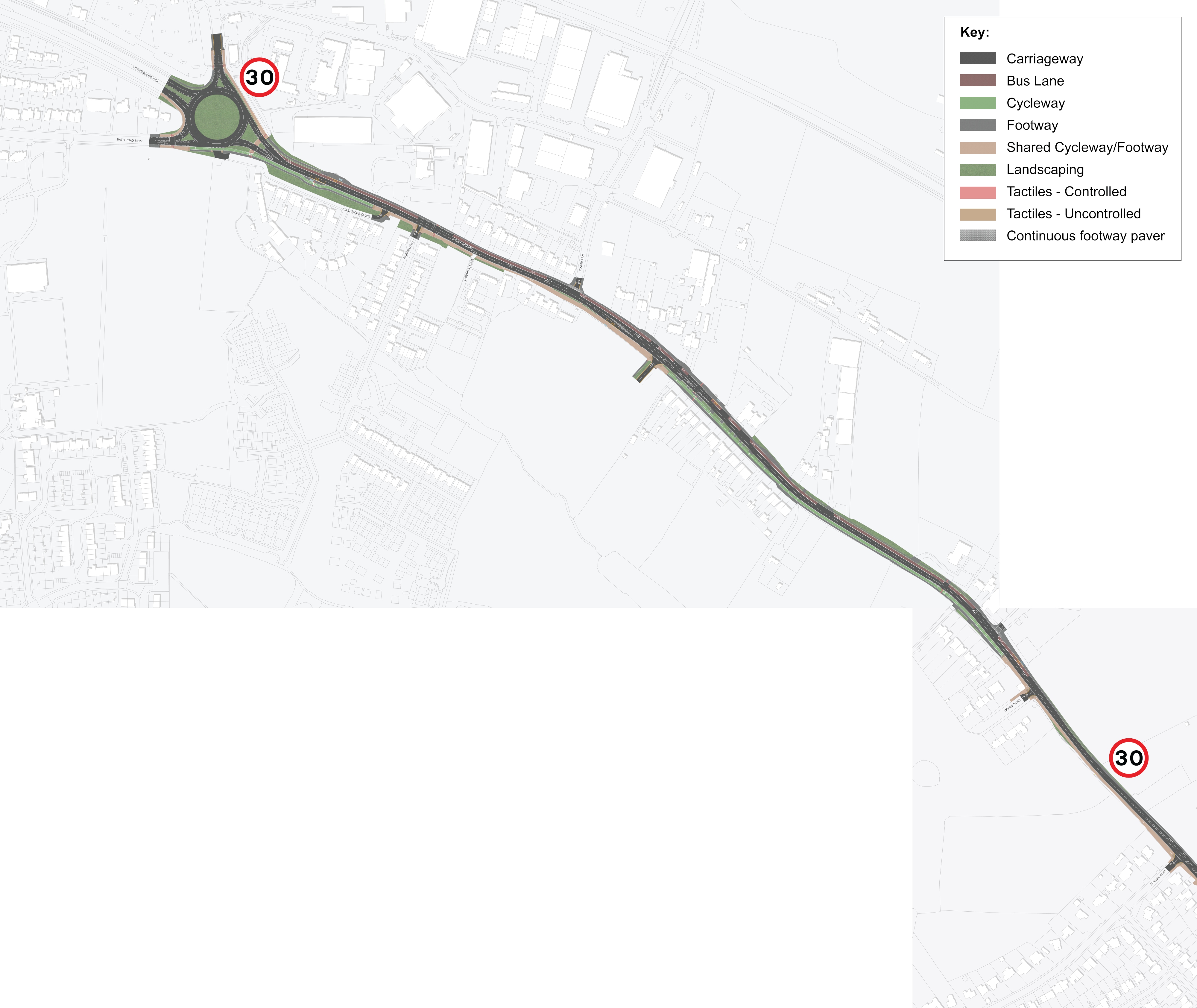 A4 Broadmead roundabout to Saltford map